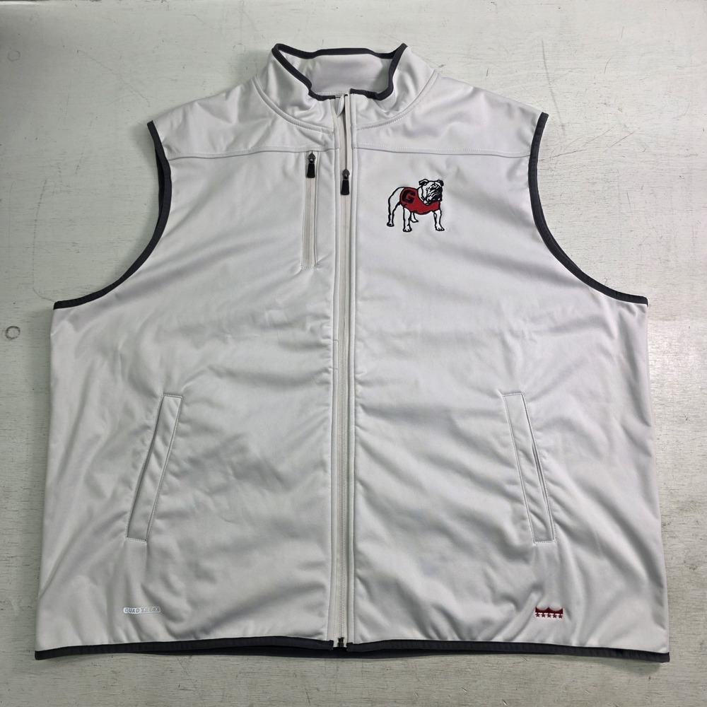 Franchise Club Georgia Bulldogs Softshell Full Zip Vest Mens 4XL White NCAA EUC